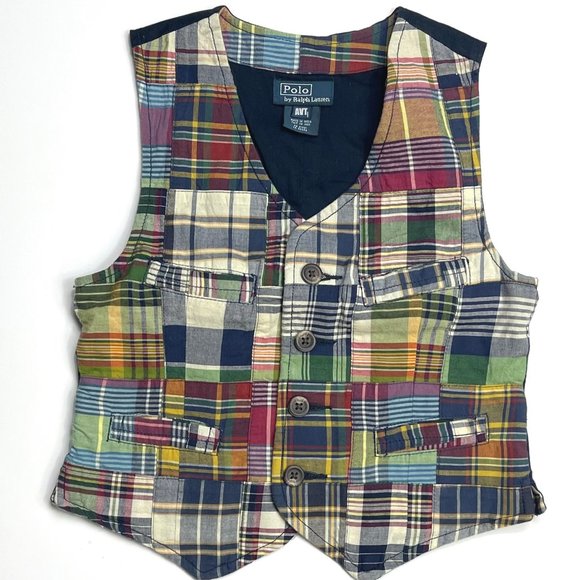 New Ralph Lauren Boys Patchwork Vest sz 6